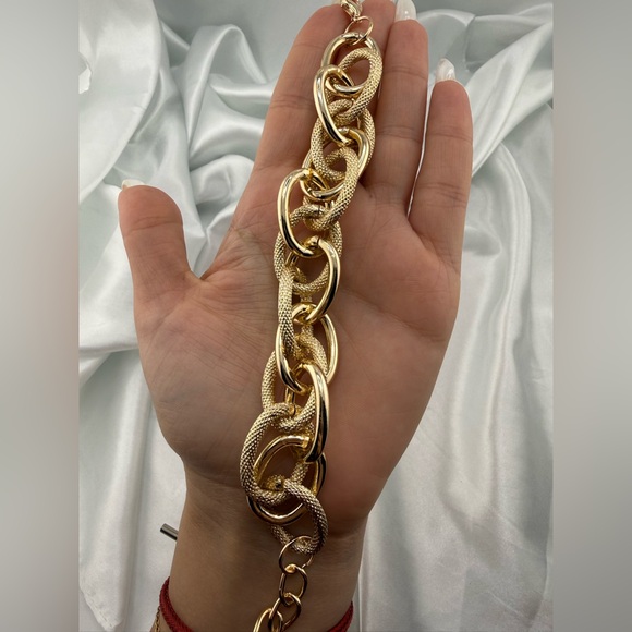 New! Zara 2 tones Gold Chain Bracelet adjustable - Picture 6 of 12